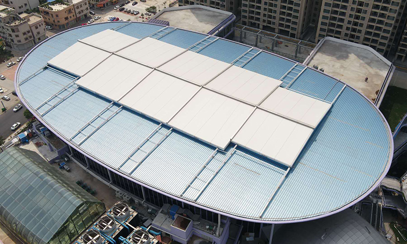 Aerial Video of Retractable roof Structure for Zhongshan HuiFeng Shopping Mall