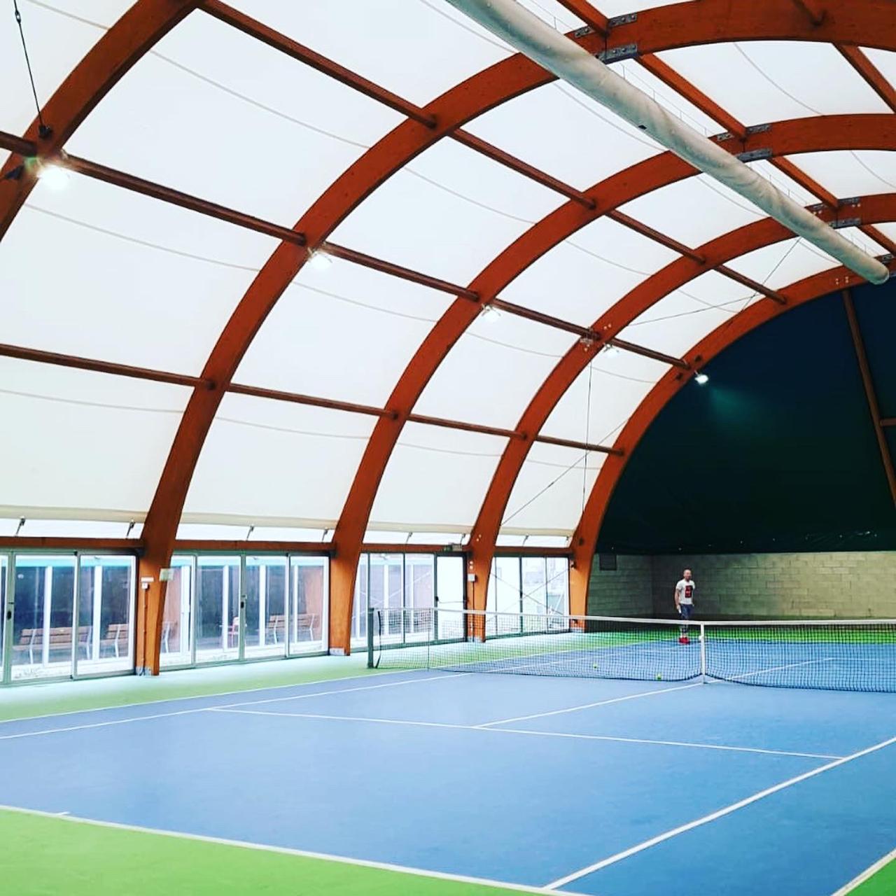 tensile fabric roofing for tennis court