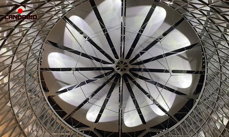Xiaoshan International Airport Tensile Doom Roof with Lighting projected effect
